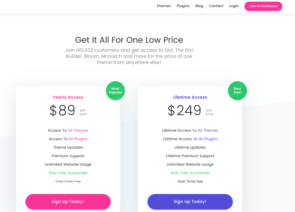 Divi Builder Price. Lifetime access. Divi Price mobile. Get your access